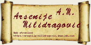 Arsenije Milidragović vizit kartica